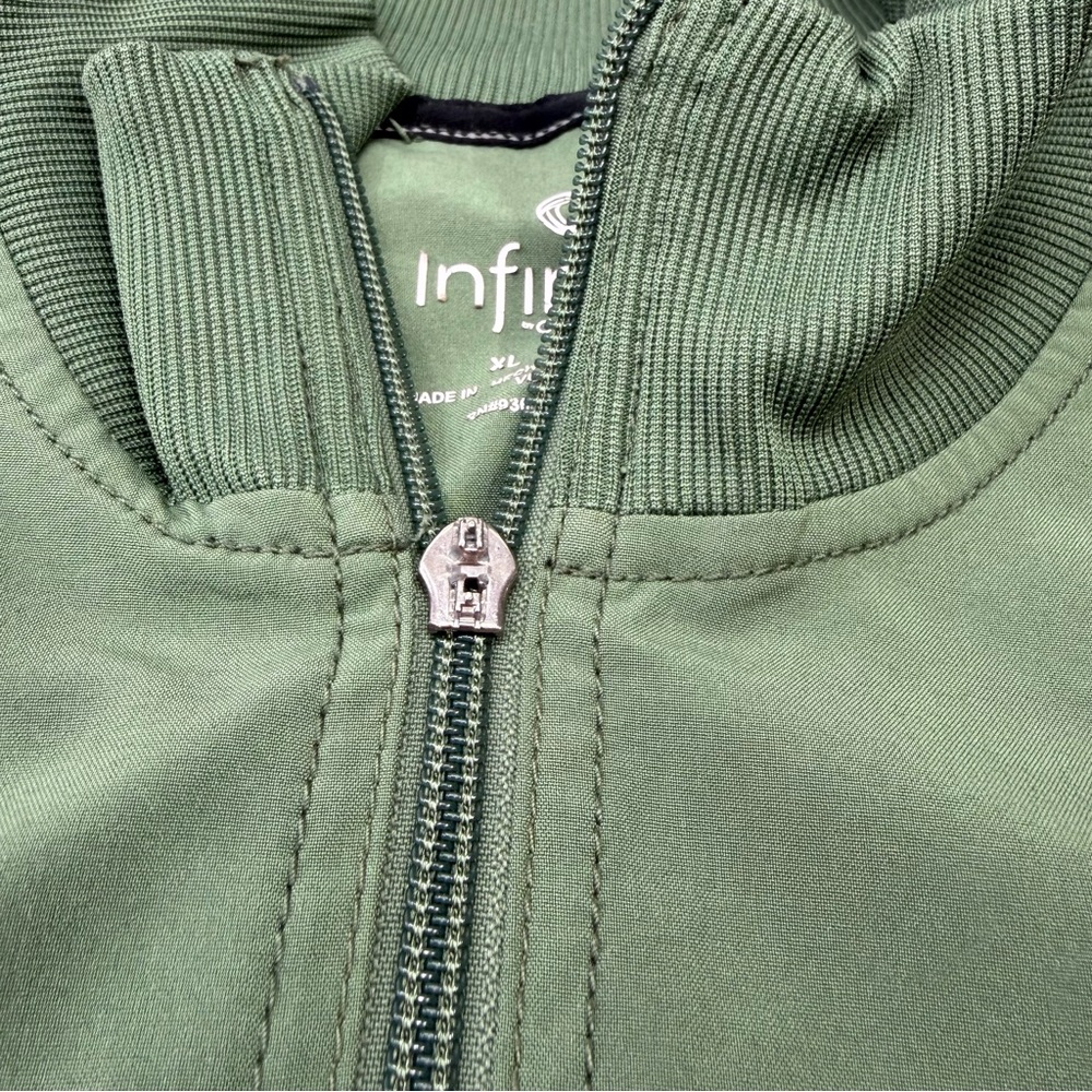 Men's Olive Green Lightweight Zip-Front Shirt Jacket - Picture 3 of 8